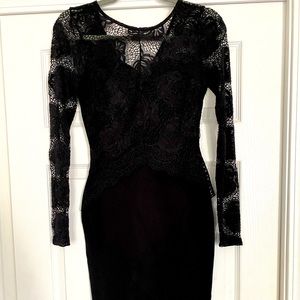 Black Vijo Couture lace long sleeve dress
